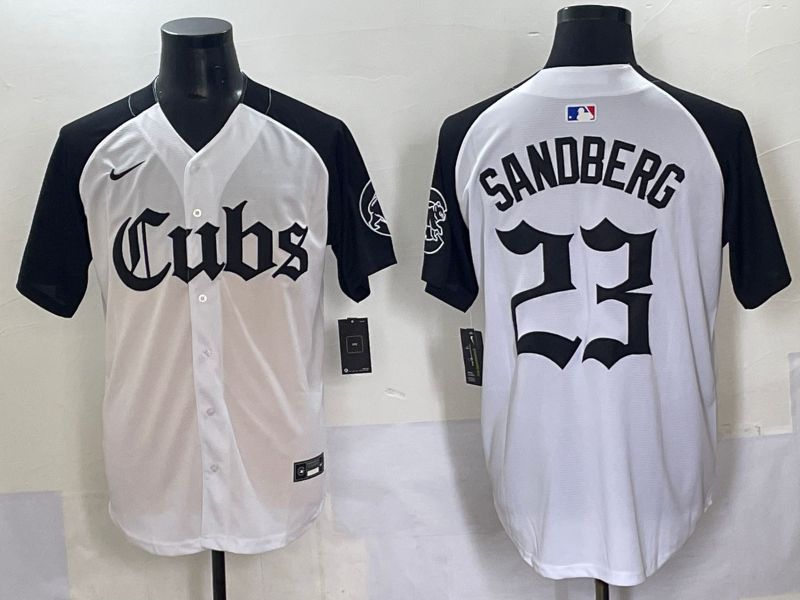 Men 2025 Chicago Cubs #23 Sandberg White black Five generations Joint Name Nike MLB Jersey style 6231->chicago cubs->MLB Jersey